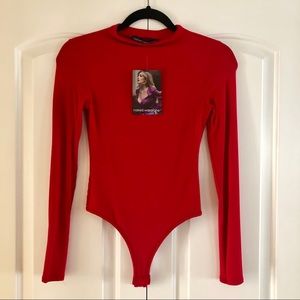 Naked Wardrobe Red Thong Bodysuit